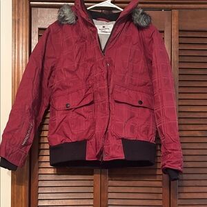 Woolrich Burgundy Jacket with Faux Fur Trim